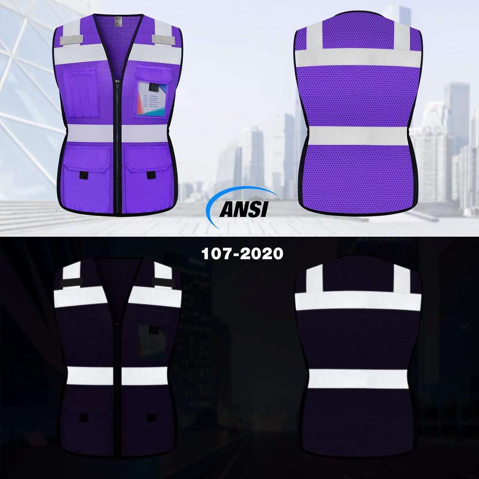 TCCFCCT Safety Vest for Women 11 Pockets Mesh Reflective