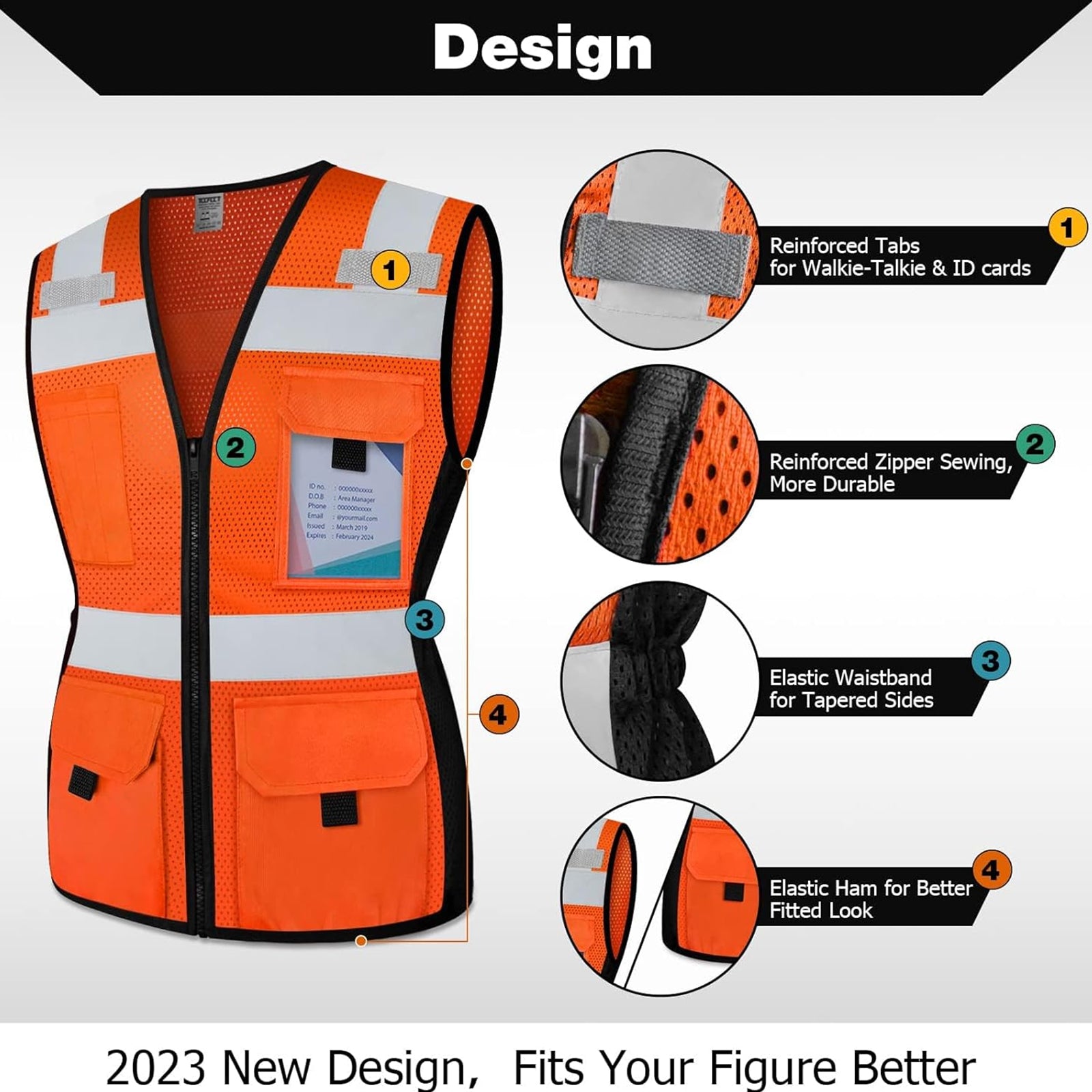 TCCFCCT Safety Vest for Women 11 Pockets Mesh Reflective